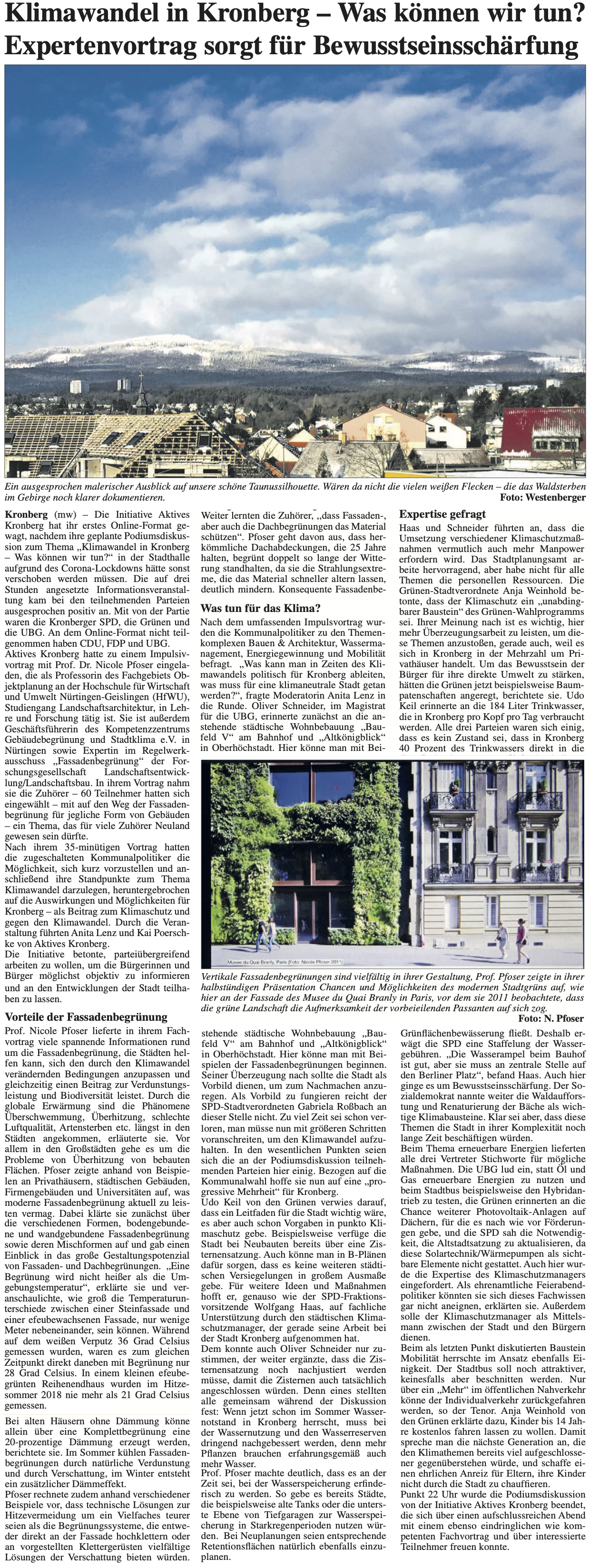 Klimawandel in Kronberg - was können wir tun? Expertenvortrag sorgt für Bewußtseinsschärfung